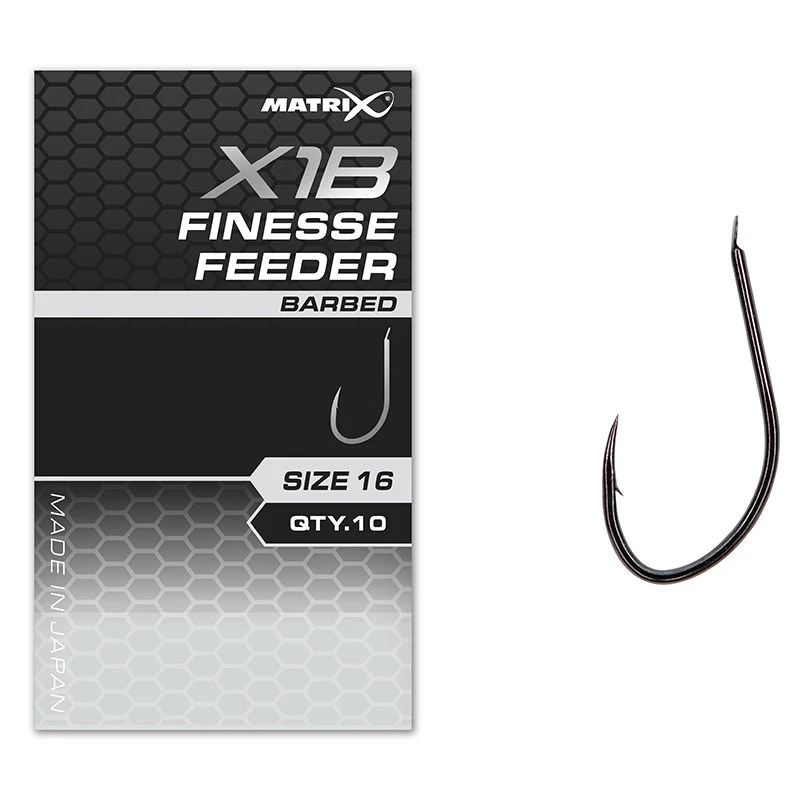 Matrix X1B Finesse Feeder Barbed Spade End Hooks